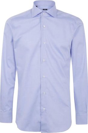 Barba Chevron Patroon Overhemd - Heren - Zakelijke Overhemden - Blauw - 4XL - Overhemden