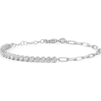 Glaze Jewelry Cubic Zirconia Mixed Chain Bracelet in Silver at Nordstrom Rack