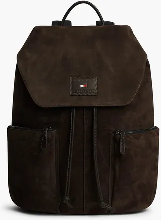 Tommy Hilfiger Mens Suede Flap Backpack - Coffee Bean