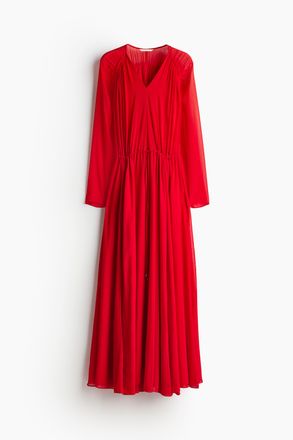 H&M Langes Chiffonkleid - Red