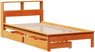 vidaXL Bookcase Bed without Mattress Wax Brown 90x200 cm Solid Wood Pine vidaXL