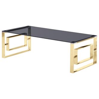 Best Master Furniture Best Master Mallory Stainless Steel and Smoked Glass Coffee Table in Gold