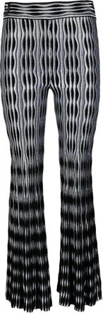 Antonino Valenti Black and White Vertical Wavy Pattern Trousers