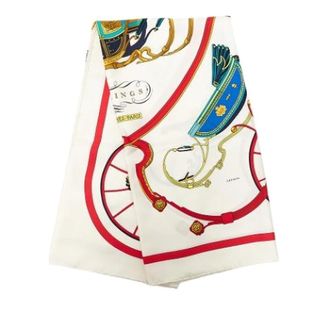 Herm&egrave;s Pre-owned Springs Scarf - Dames - Pre-owned - Wit - Maat: ONE Size Zijde