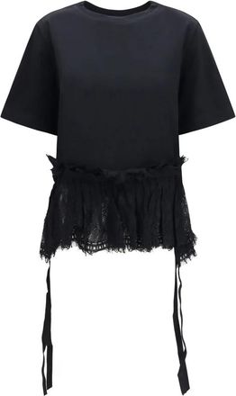 Alexander McQueen Lace Peplum T-shirt - Dames - Tops - Zwart - Maat: M Katoen
