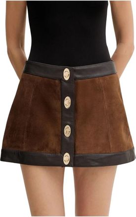Retrof&ecirc;te Lisbeth Suede Leather Skirt - Dames - Korte rokken - Bruin - XS - Su&egrave;de - Rokken