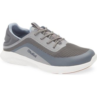 Olukai Kialoa Convertible Lace-Up Waterproof Sneaker in Charcoal /Sharkskin at Nordstrom, Size 11.5