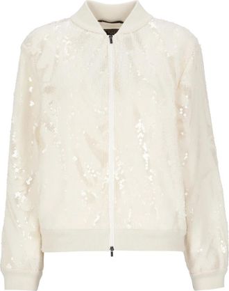 PESERICO Sequinned Bomberjack - Dames - Bomber jackets - Wit - M - Wol - Jassen