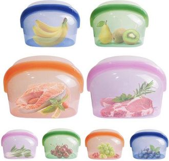 OEM 4 Bolsas Reutilizables De Silicona De 1000 Ml Para Almacenar Alimentos, Bolsas Multifuncionales Para Almacenar Alimentos, Ecol&oacute;gicas