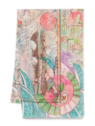 Faliero Sarti Womens Japan Printed Stole In Collaboration With Paolo Fiumi