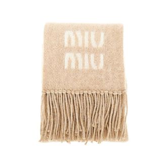 Miu Miu Mohair-blend scarf with jacquard logo Woman One Size