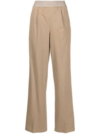 Fear of God logo-waistband straight-leg trousers - women - Spandex/Elastane/Cotton - S - Brown