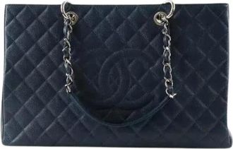 Chanel Pre-owned Grand Tote Shopping - Dames - Vintage Shopper - Blauw - ONE Size - Leer - Vintage