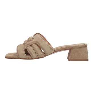 Notre-V Schoenen, Dames, Beige, 37 EU, Leer, Nv-1010 Muilezel met Hak