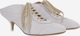 Dries Van Noten Womens White Leather Heeled Mules