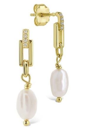 Sterling Forever Cecelia Faux Pearl & Cubic Zirconia Drop Earrings in Gold/White at Nordstrom Rack