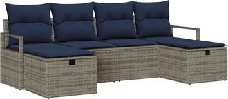 vidaXL Juego De Sof&aacute; 6 Uds. 6-n&uacute;mero De Plazas Gris Y Marino Vidaxl