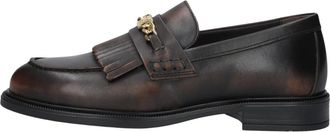 Tommy Hilfiger TH Chain Fringe Leder Loafer - Dames - Schoenen - Bruin - Maat: 39 EU Katoen