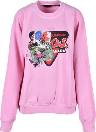 Dsquared2 Katoenen Sweatshirt - Felpa Model - Dames - Sweatshirts - Roze - L - Katoen - Hoodies & sweatvesten