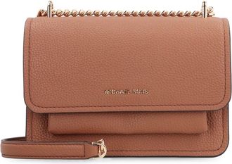 Michael Kors Tassen, Dames, Bruin, ONE Size, Leer, Leren Crossbody Tas met Kettingband