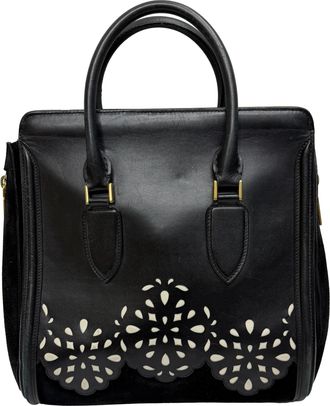 Alexander McQueen Alexander McQueen Pre-owned Womens Heroine Lasercut Accent Tote Bag in Black Calf Leather - One Size