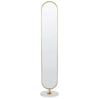 Beliani Perchero De Interior Soporte Para Abrigos Con Espejo M&aacute;rmol Y Estante Metal Dorado Moody
