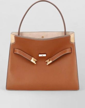 Tory Burch structured tote bag top handle detail