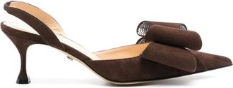Mach & Mach Le Cadeau Kitten Heel Slingback Pumps - Dames - Pumps - Bruin - 36 EU - Schoenen