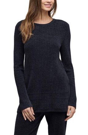 Barefoot Dreams CozyChic Ultra Lite Textured Ribbed Button Sweater in Black at Nordstrom, Size X-Small