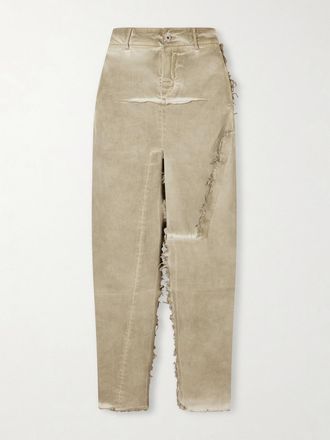 Rick Owens Gonna Midi In Denim Sfrangiato - Neutri