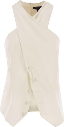 Max Mara Selva Wool Gabardine And Satin Waistcoat