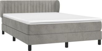 vidaXL Vidaxl - Cama Box Spring Con Colch&oacute;n Terciopelo Gris Claro 140x200 Cm