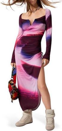 Desigual Tie Dye Block Print Long Sleeve Dress in Pink at Nordstrom Rack, Size X-Large