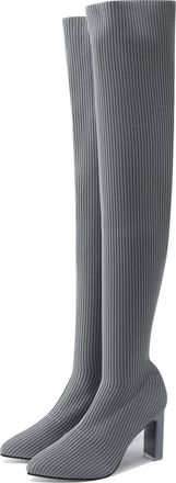 Generic Platform Tight High Boots for Women,Over the Knee Boots for Women,Pointed Toe Sock Booties Platform Over the Knee Mid Chunky Heel Stretch Non Slip Wid