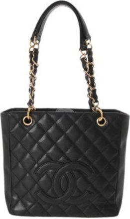 Chanel Black Grained Calfskin Tote Bag (Pre-Owned)