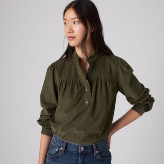 Levi's Perla Long Sleeve Blouse - Womens - M - Green