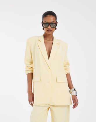 Pieces Mix & Match - Blazer sartoriale squadrato oversize giallo pallido
