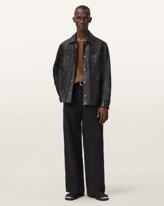 AllSaints Leather Saxon Leather Jacket, Size: XXL