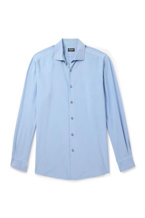 Ermenegildo Zegna Spread-Collar Mulberry Silk Shirt