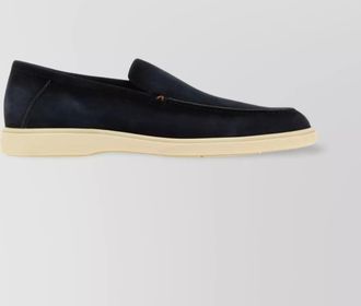 Santoni refined round toe suede loafers