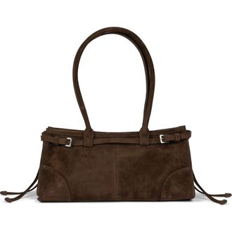 Jeffrey Campbell Pesky Leather Shoulder Bag in Brown Suede at Nordstrom