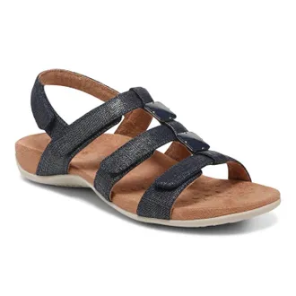 Vionic Womens Amber Adjustable Sandals In Navy/met/linen