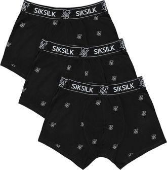 Siksilk Hombres Negro 3Pk Boxer con Logo S