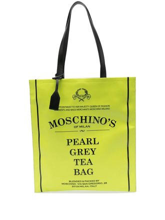Moschino logo-print tote bag - women - Calf Leather - One Size - Green