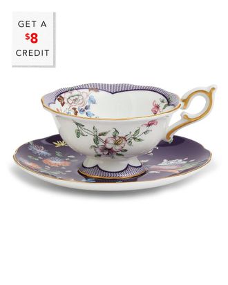 Wedgwood Wonderlust Teacup & Saucer Set Midnight Crane With $10 Credit