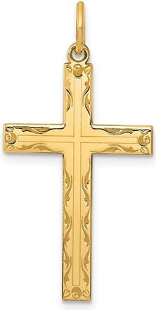 Diamond2Deal 14k Yellow Gold Laser Designed Cross Pendant