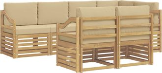 vidaXL Conjunto De Sof&aacute;s De Exterior 7 Uds. Y Beige Poli&eacute;ster Vidaxl