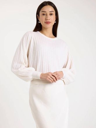 Brodie Pixie Crew Neck Jumper In Organic White