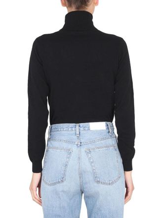 Ballantyne Cross-Neck Ribbed Turtleneck - Black