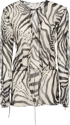 Iro White Trecy Sheer Zebra Blouse